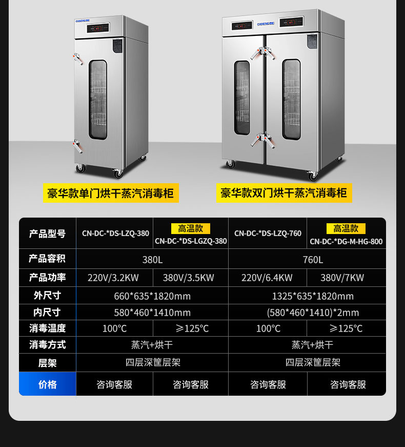 馳能蒸汽消毒柜產品參數5