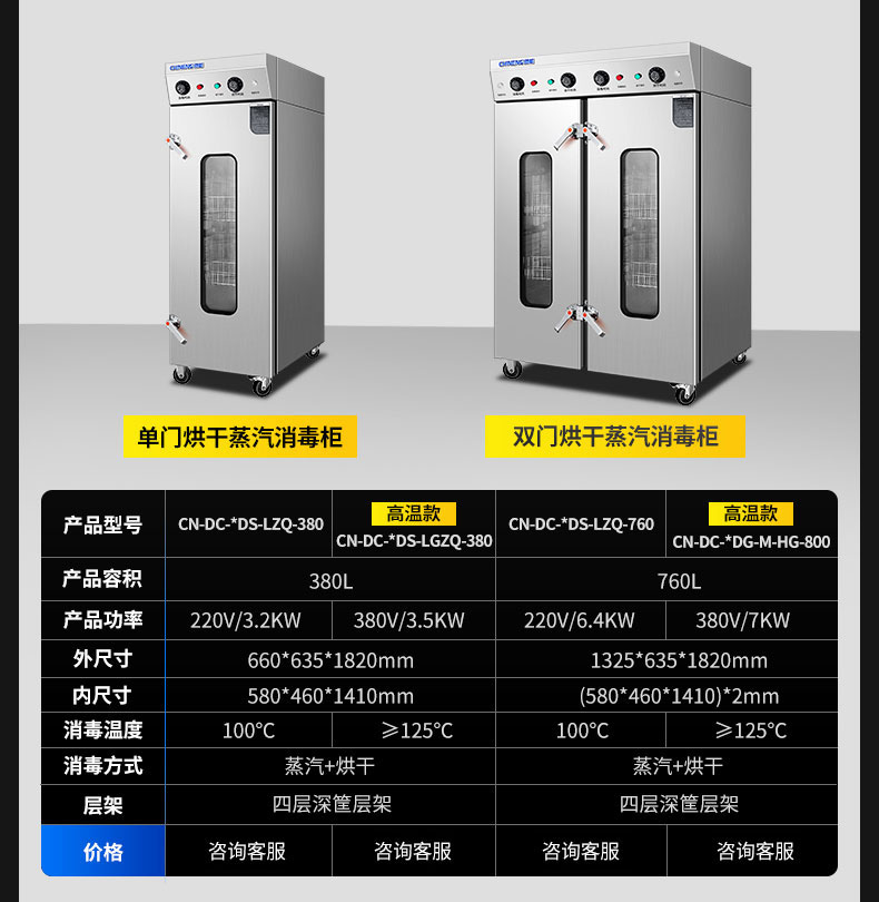 馳能蒸汽消毒柜產品參數4
