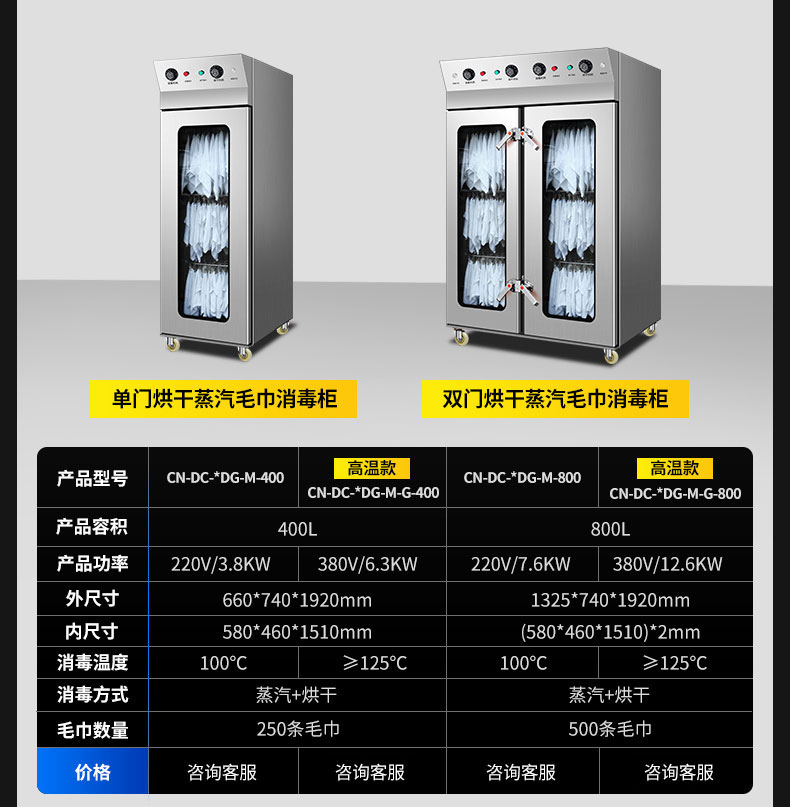 馳能蒸汽消毒柜產品參數2